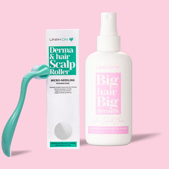 Duo Lotion de croissance Booster Pousse 200 ml + Derma Hair Scalp Roller